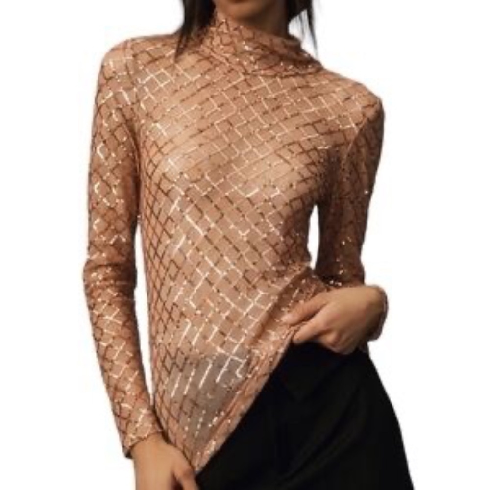 NWT Anthropologie Pilcro Sequin Turtleneck Top Small